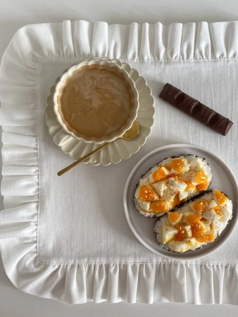 BLS-7895-75941 Комплект льняных салфеток 45x40 с рюшами 2шт белые